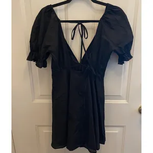 Princess Polly Blissful Black Puff Sleeve Mini Dress Open‎ Back US 0 Coquette thumbnail 7