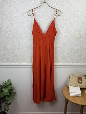 MVN The Label Orange Feast of Fire Linen Blend Sleeveless Maxi Dress - Size - 4 thumbnail 4