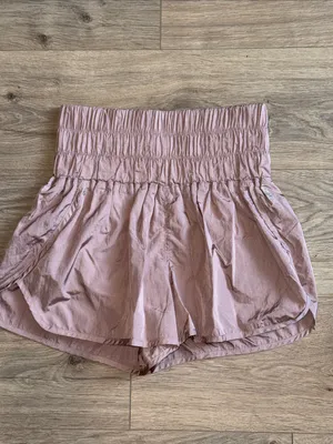 FREE PEOPLE The Way Home Moonligt Mauve Pink Smocked High-Waist Shorts Medium thumbnail 2