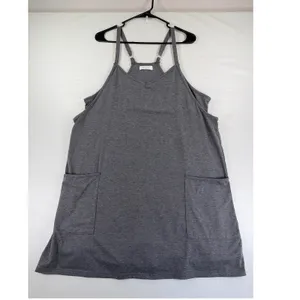 Gray Sleeveless Mini Dress Built In Short Pockets XL Heathered Jersey Athleisure thumbnail 3