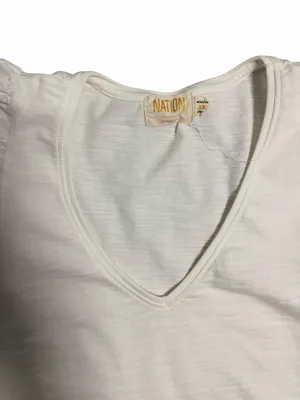 Nation LTD Ladies White Puff Sleeve Blouse Size Small thumbnail 3