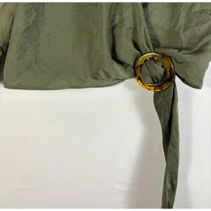 Express‎ womens wrap shirt green cropped at waist XS NWT thumbnail 3