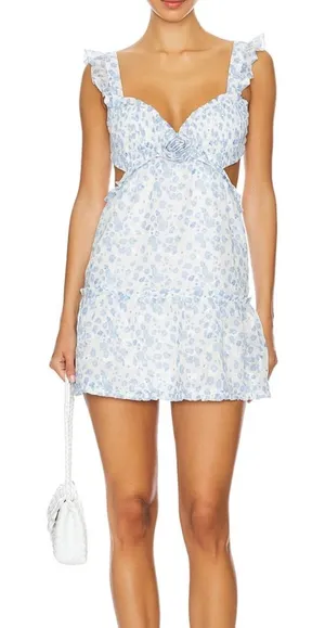 Floral Blue and White More to Come Dress thumbnail 1
