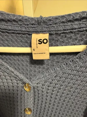SO Blue Waffle-Knit Peplum Hoodie thumbnail 2