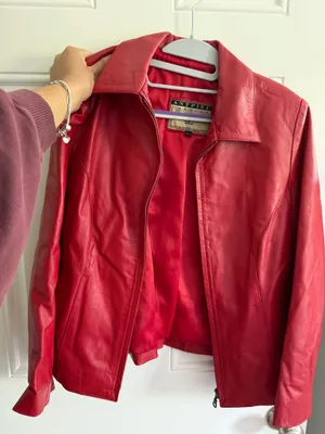 Red Vintage Leather Jacket Size L thumbnail 1