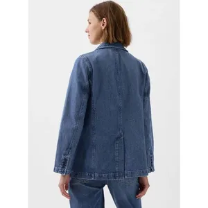 Gap Denim Blazer Women's XS Blue Classic Fit Button Front Jacket‎ Blue thumbnail 4