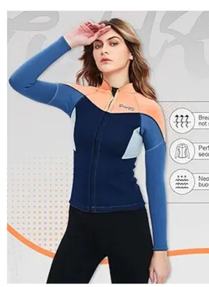 Wetsuit top women's 2mm jacket Long Sleeve Neoprene diving surfing size … thumbnail 2