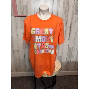 Great Smoky Mountains Tennessee Orange Graphic T-Shirt Womens Size Large L Bear thumbnail 2