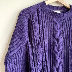 Universal Thread royal purple cable‎ knit soft women's size M cropped sweater thumbnail 2