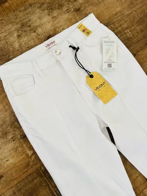 NWT Vibrant Miu White Splat front slit hem denim size 9 (28" waist x 32") thumbnail 3