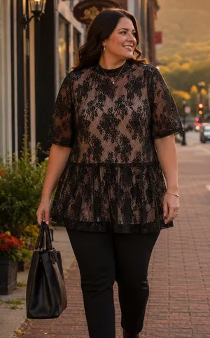 Lane Bryant Black Sheer Floral Lace Mock Neck Blouse Women's 26/28 Plus Size NWT thumbnail 1