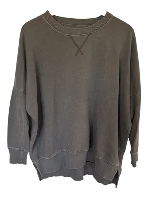 Aerie oversized crewneck in faded/distressed gray shade thumbnail 1