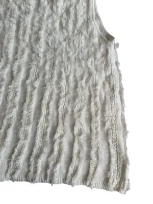 CURRENT AIR Ivory Winter White Striped Tank Top Size Large thumbnail 5