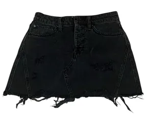 Free People We The Free Women's Black Denim Mini Skirt Size 4 Casual thumbnail 1