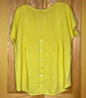 Terzo Millennio Lagenlook Linen High-Low Hem Tunic Oversized Top Yellow Sz Large thumbnail 9