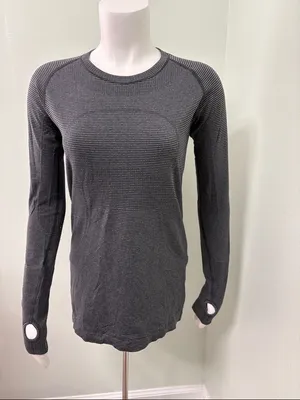 Lululemon run swiftly gray black long sleeve top 8 thumbnail 8
