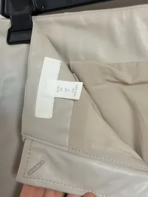 H&M Light Beige Faux Leather Mini Skirt thumbnail 3