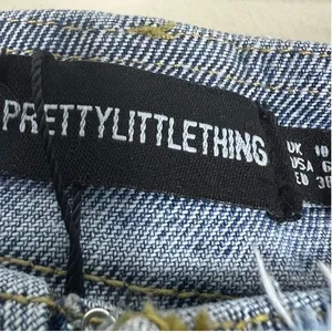 PrettyLittleThing Flare Low Rise Jeans Womens‎ 6 Dark Wash Distressed Y2K Retro thumbnail 7