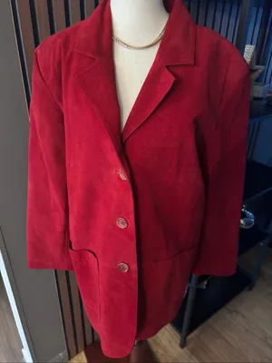 Red suede jacket size 12P stylish leather jacket thumbnail 1