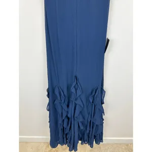 Lulus Alorna Dark Navy Sleeveless Ruffled Maxi Dress Formal Chiffon XS NWT thumbnail 7
