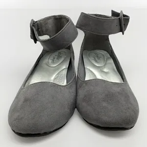 DexFlex Comfort‎ J. Renee Gray Faux Suede Wedge Strap Heels Women's 6.5 EU 38 thumbnail 3
