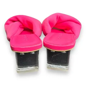 Open Edit Cleo Sandal Size 5 Neon Pink Barbie Kitten Block Heel 80s Slip On thumbnail 3