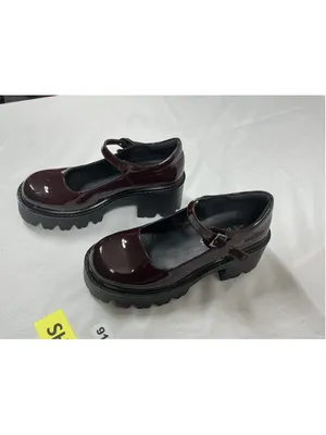 Womans Excellent Mary Jane Platform Chunky Heel Shoes Size 6 Burgandy thumbnail 3