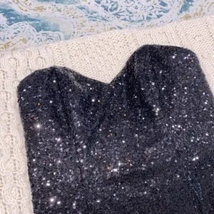 Alfred Angelo size 6 black strapless sequin dress thumbnail 7