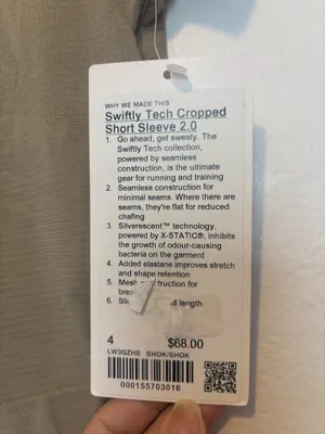 Lululemon Swiftly Tech Cropped Short-Sleeve Shirt 2.0 Sheer Oak Size 4 thumbnail 4