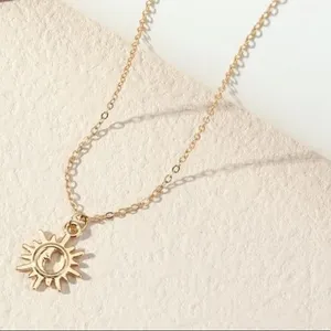 🌙Adorable Sleeping Half Moon Mystical Gypsy Bohemian Sun Charm gold necklace🌞 thumbnail 4