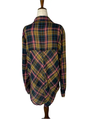 FREE PEOPLE Shoulder Cutout Plaid Shirt thumbnail 5