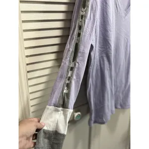 VS PINK Lavender/Gray V Neck Long Sleeve Top Size L‎ Oversized Lightweight thumbnail 2