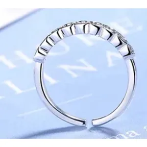 Boutique Dainty‎ 14k White Gold Plated Sterling Silver Synthetic Diamond Eternity Ring Sm thumbnail 7