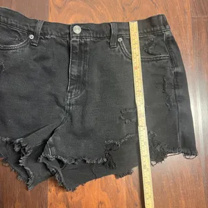 Aerie black denim distressed shorts size medium thumbnail 6
