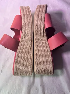 Franco Sarto Coral Pink Espadrille Wedge Slide with Gold Buckle thumbnail 9
