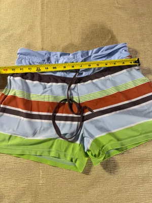 Athleta Women’s Size 8 Striped Board Shorts Swim Surf Blue Green Orange thumbnail 5