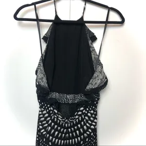Roberto Cavalli Black & White Halter Maxi Dress with Slit thumbnail 8