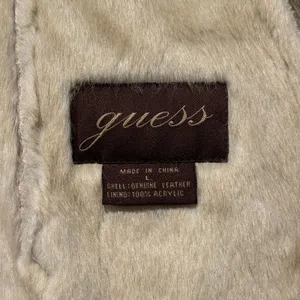 Guess Jacket Genuine Leather Vintage Penny Lane Y2K Faux Fur Lined Aviator Large thumbnail 5