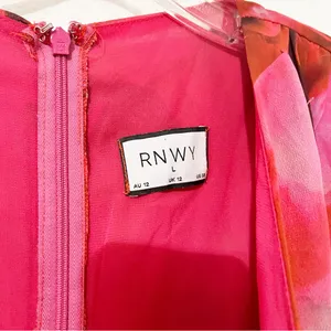 RUNAWAY THE LABEL LITSA DRESS PINK Rose Mini Long Sleeve Floral Size Large L thumbnail 5