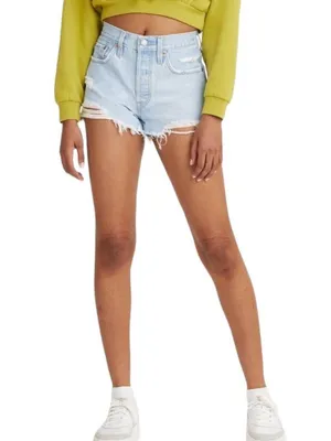 NWT Levi's 501 Original Fit High Rise Denim Distressed Shorts 28 thumbnail 4