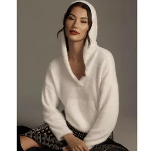 Pilcro Eyelash Hoodie‎ Sweater Cozy Chic Effortless Size Medium White Loungewear thumbnail 2