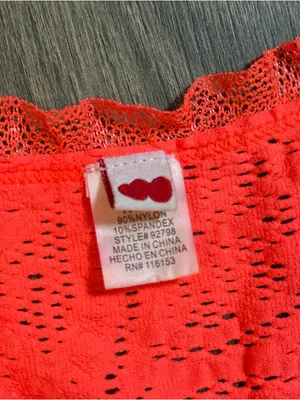 Y2K 2000s Neon Orange Stretchy Lace Trim Tank Top M/L Rave Clubwear Jersey Shore thumbnail 5