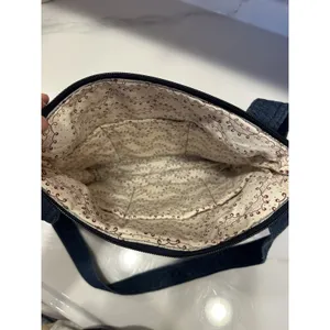 Vintage Handmade Blue Jean Purse Floral Embroidery Pocket Zip Close Boho Hipster thumbnail 6