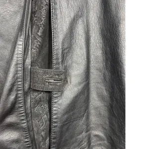 Global Identity G-III Womens Black Leather Paisley Embossed Trench Coat Duster L thumbnail 11