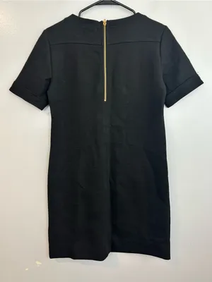 J. Crew Black Wool Blend Short Sleeve Retro Zipper Mini Shift Dress Size 2 thumbnail 10