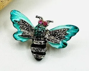 Vintage Hand Painted Bee Brooch Bee Pin thumbnail 1