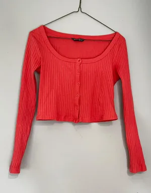 SheIn Pink Crop Top Cardigan thumbnail 2
