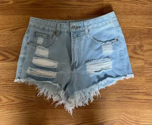 Light Wash High-Waisted Denim Shorts thumbnail 1