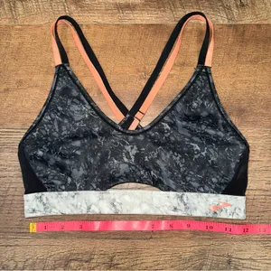 Brooks Black and Gray Marble Print Women's Sports Bra thumbnail 7