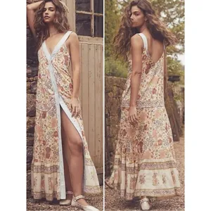 Free People Retro 70s Bohemian Block Print Snap Front Kelso Maxi Dress Large thumbnail 5
